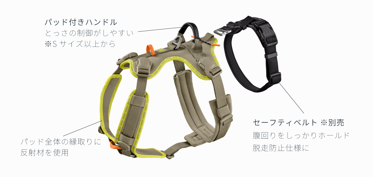エルゴムーブ プロのハンドルとセーフティベルト